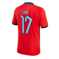 Koszulka piłkarska Anglia Bukayo Saka #17 Strój wyjazdowy MŚ 2022 tanio Krótki Rękaw